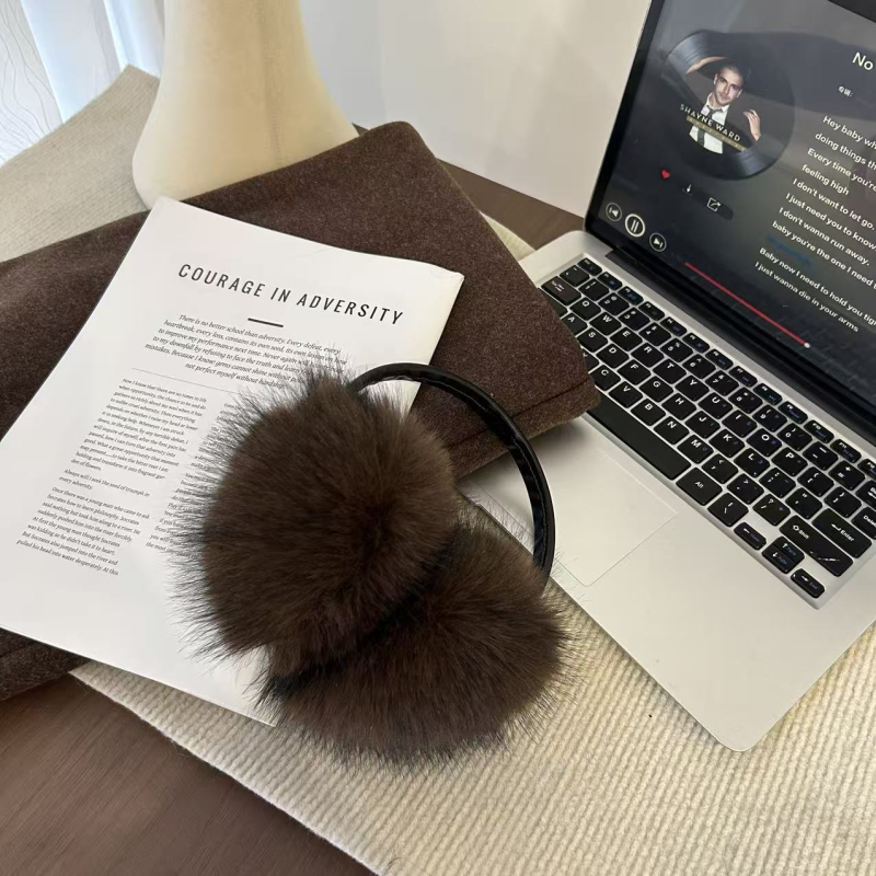 Ušne mufovi od umjetne krznene dlake za zimu - mekani plišani štitnici za uši, žene, poliester, zadržavaju toplinu, za vožnju biciklom