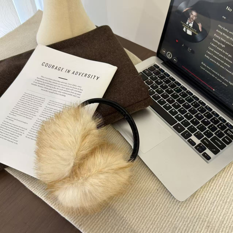 Ušne mufovi od umjetne krznene dlake za zimu - mekani plišani štitnici za uši, žene, poliester, zadržavaju toplinu, za vožnju biciklom