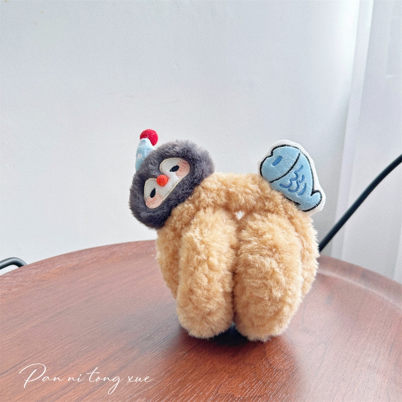 Protecții pentru urechi din pluș, design pinguin și pește, drăguț stil desen animat pentru fete, mențin căldura, sezon toamnă-iarna, lansare 2025, model monocrom