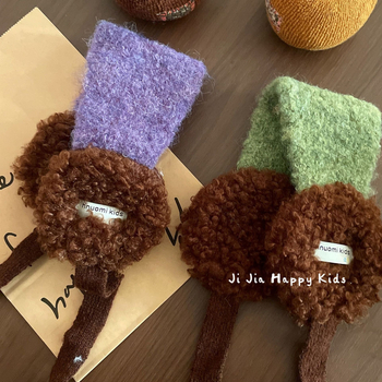 Protecții pentru urechi din pluș, stil coreean color-block, căldură toamnă-iarnă