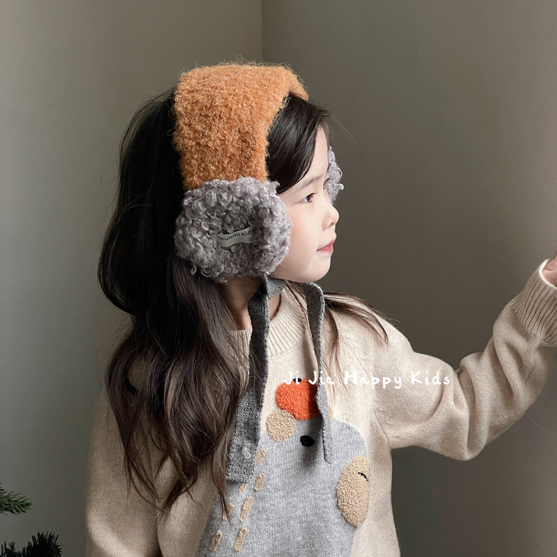 Protecții pentru urechi din pluș, stil coreean color-block, căldură toamnă-iarnă