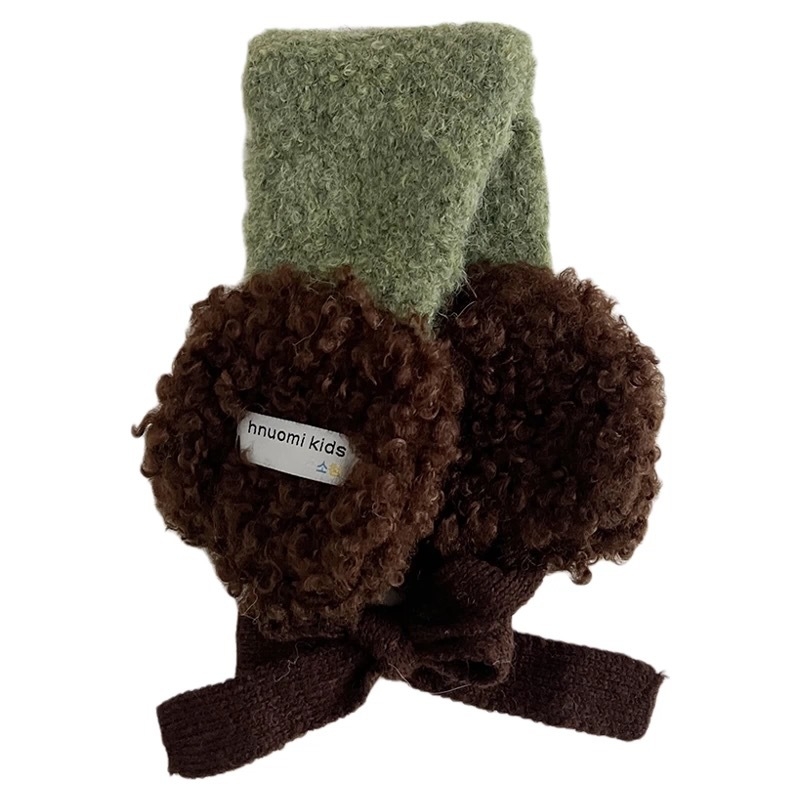 Protecții pentru urechi din pluș, stil coreean color-block, căldură toamnă-iarnă