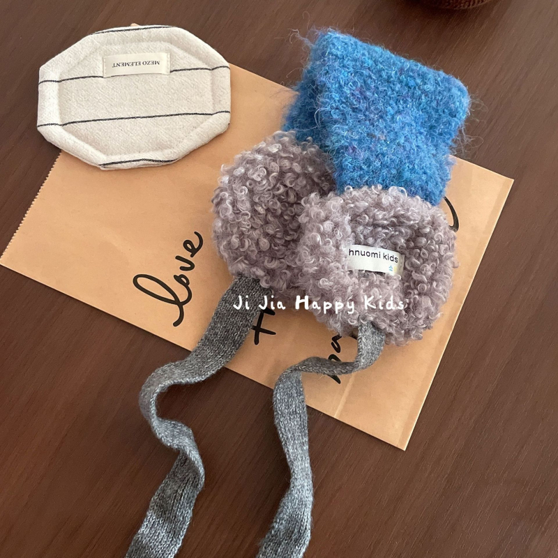 Protecții pentru urechi din pluș, stil coreean color-block, căldură toamnă-iarnă