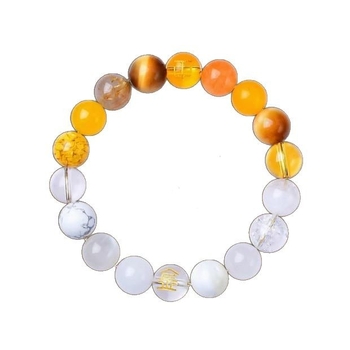 Петте елемента кристален браслет със смесени странични камъни и еластичен шнур