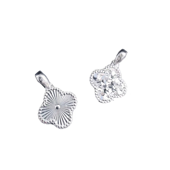 Висулка с четирилистна детелина от 999 сребро, CNC прецизна изработка, стил лукс (Материал: Сребро 999; Дизайн: четирилистна детелина; Стил: Лукс; Категория: Висулка)