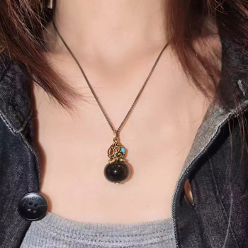 Bakrena ogrlica s vintage privjeskom u obliku gourda, lanac tipa Chopard, unisex, 30° retro dizajn, srednjovjekovni retro stil, izdanje jesen 2025