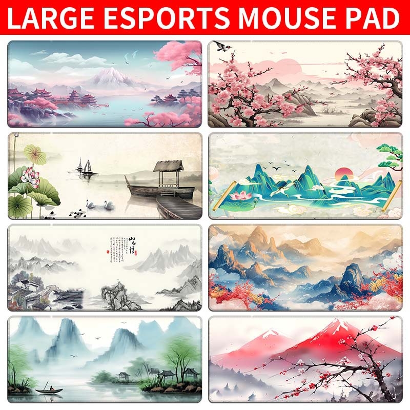B26-Starinski pejzaž: Velika podloga za stol, Platno, Protivklizna, Toplinskim prijenosom ispis, Jednostrana, Za uredski i gaming stol
