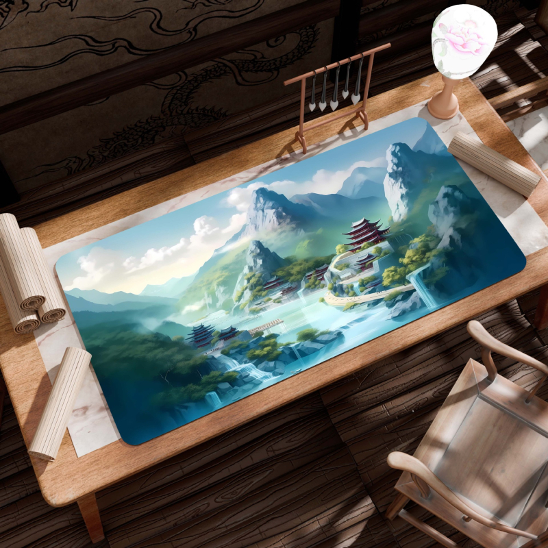 B26-Starinski pejzaž: Velika podloga za stol, Platno, Protivklizna, Toplinskim prijenosom ispis, Jednostrana, Za uredski i gaming stol