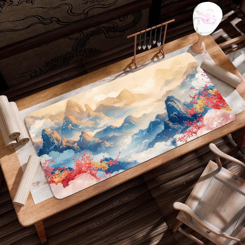 B26-Starinski pejzaž: Velika podloga za stol, Platno, Protivklizna, Toplinskim prijenosom ispis, Jednostrana, Za uredski i gaming stol
