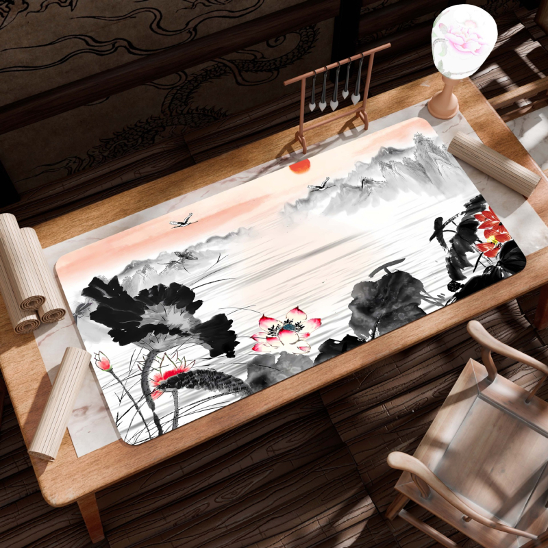 B26-Starinski pejzaž: Velika podloga za stol, Platno, Protivklizna, Toplinskim prijenosom ispis, Jednostrana, Za uredski i gaming stol