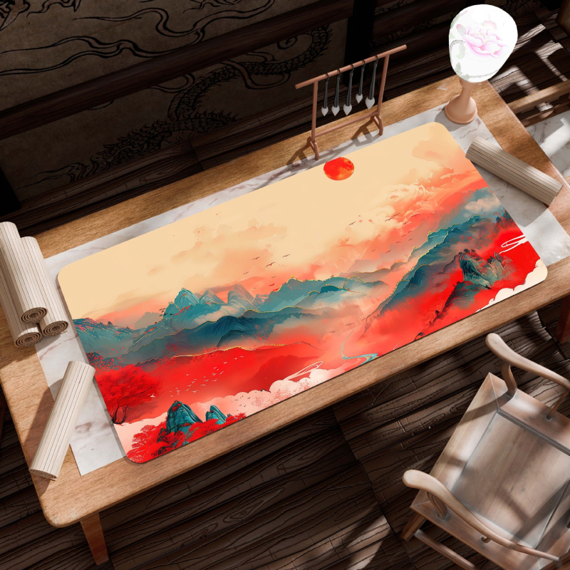 B26-Starinski pejzaž: Velika podloga za stol, Platno, Protivklizna, Toplinskim prijenosom ispis, Jednostrana, Za uredski i gaming stol