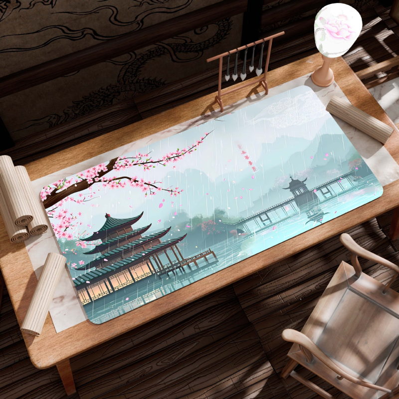 B26-Starinski pejzaž: Velika podloga za stol, Platno, Protivklizna, Toplinskim prijenosom ispis, Jednostrana, Za uredski i gaming stol