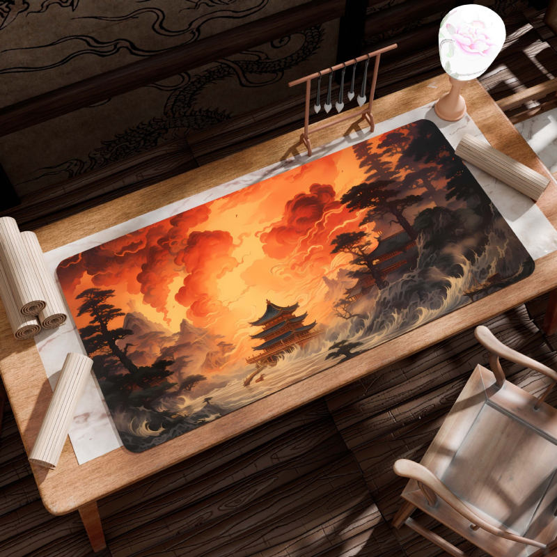 B26-Starinski pejzaž: Velika podloga za stol, Platno, Protivklizna, Toplinskim prijenosom ispis, Jednostrana, Za uredski i gaming stol