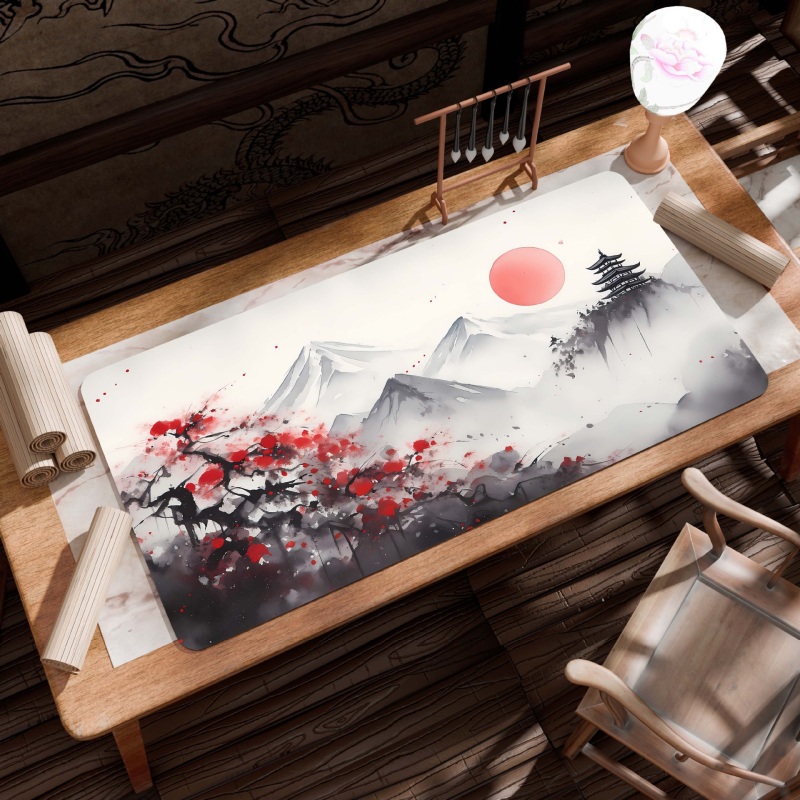 B26-Starinski pejzaž: Velika podloga za stol, Platno, Protivklizna, Toplinskim prijenosom ispis, Jednostrana, Za uredski i gaming stol