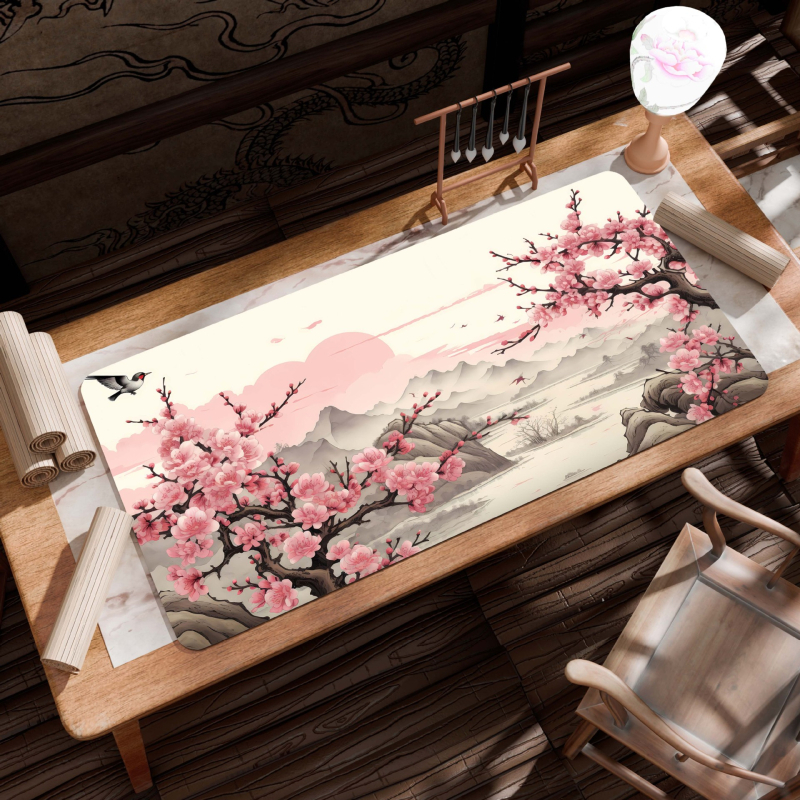 B26-Starinski pejzaž: Velika podloga za stol, Platno, Protivklizna, Toplinskim prijenosom ispis, Jednostrana, Za uredski i gaming stol