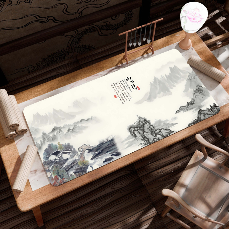 B26-Starinski pejzaž: Velika podloga za stol, Platno, Protivklizna, Toplinskim prijenosom ispis, Jednostrana, Za uredski i gaming stol