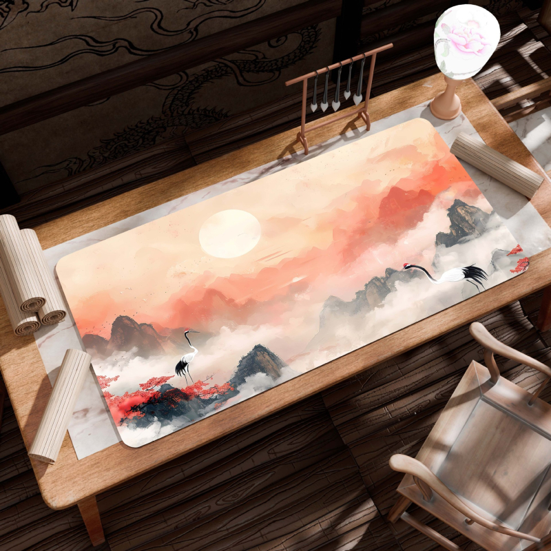 B26-Starinski pejzaž: Velika podloga za stol, Platno, Protivklizna, Toplinskim prijenosom ispis, Jednostrana, Za uredski i gaming stol