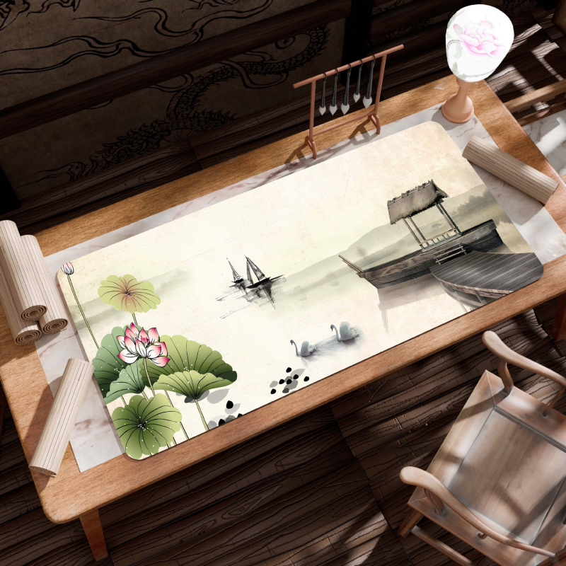 B26-Starinski pejzaž: Velika podloga za stol, Platno, Protivklizna, Toplinskim prijenosom ispis, Jednostrana, Za uredski i gaming stol