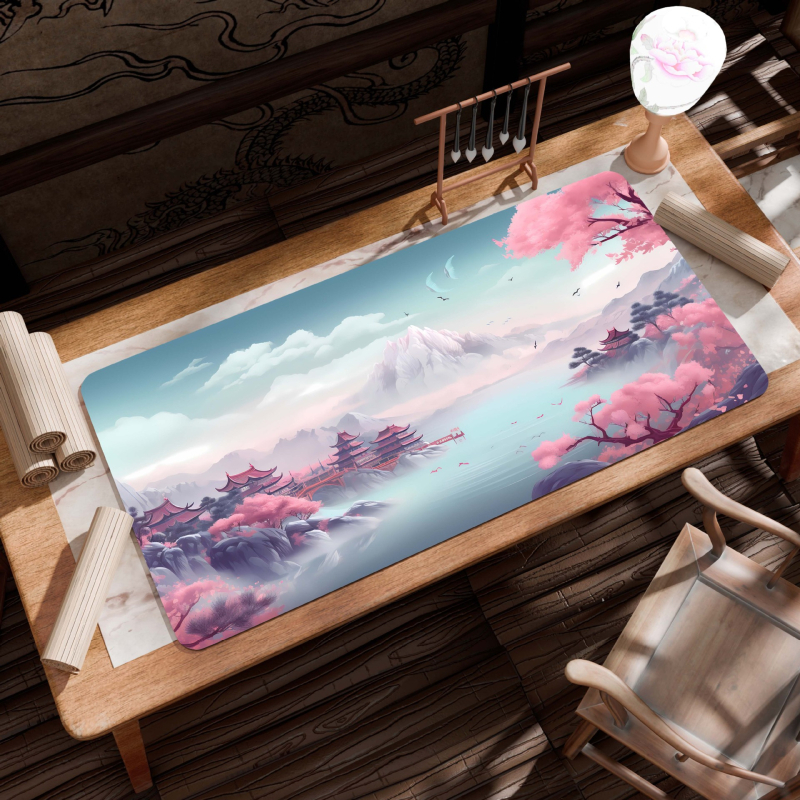 B26-Starinski pejzaž: Velika podloga za stol, Platno, Protivklizna, Toplinskim prijenosom ispis, Jednostrana, Za uredski i gaming stol