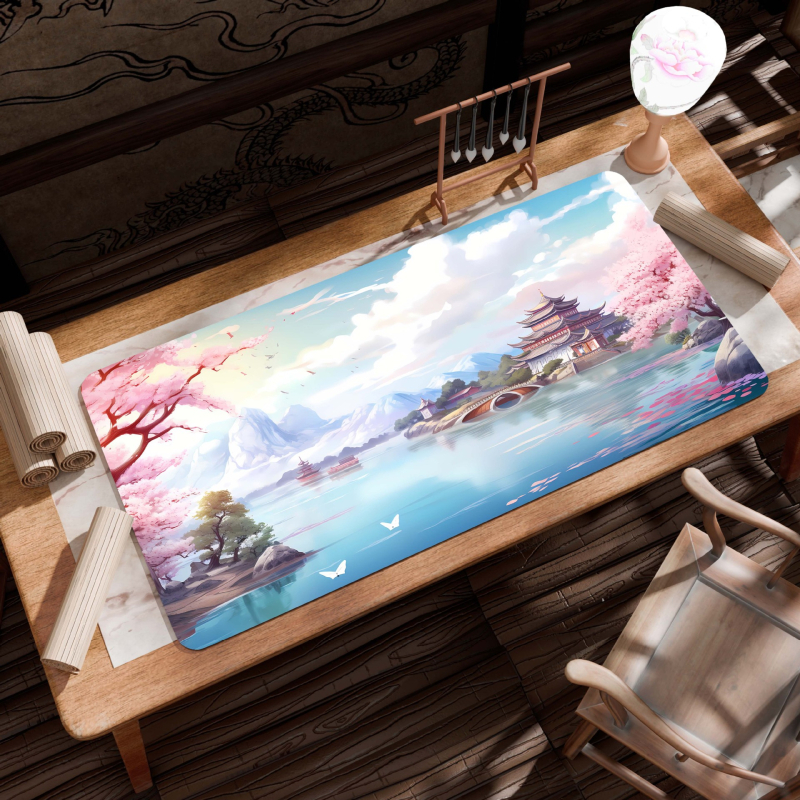 B26-Starinski pejzaž: Velika podloga za stol, Platno, Protivklizna, Toplinskim prijenosom ispis, Jednostrana, Za uredski i gaming stol