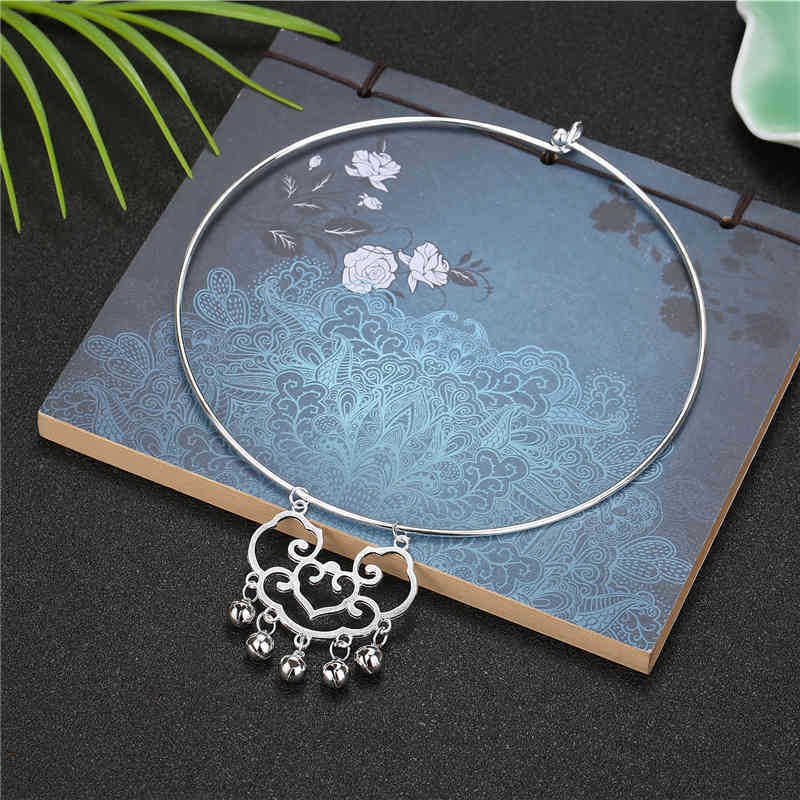 Нашийник от сплав, национален стил, сърцевидно оформление, електроплатиране, възможност за персонализиране