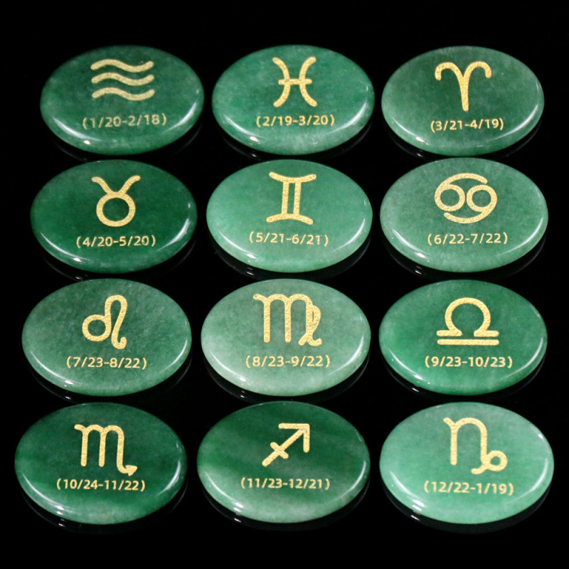 Set bijuterii DIY D158 – ametist natural gravat cu literele sculptate, 12 simboluri ale constelației, piatră semiprețioasă, formă ovală, seria D158, origine Guangzhou, personalizabil