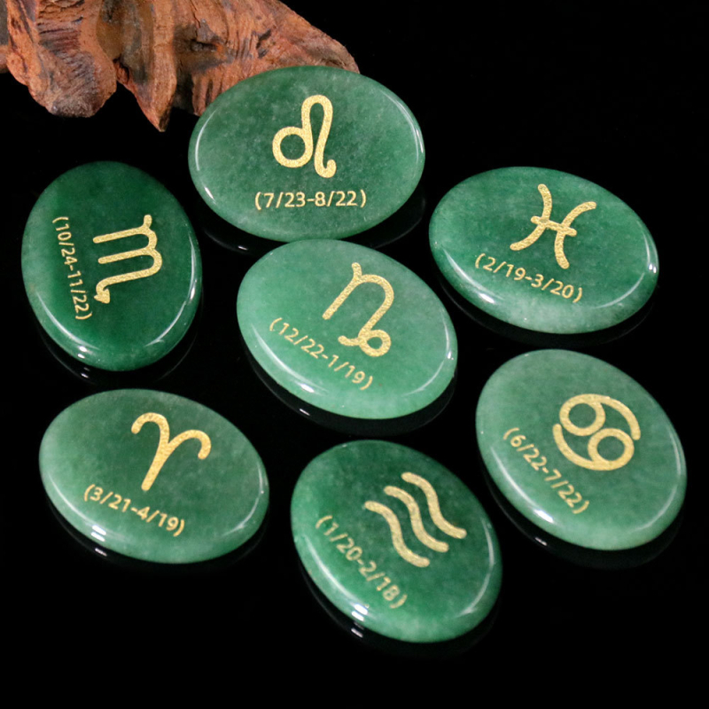 Set bijuterii DIY D158 – ametist natural gravat cu literele sculptate, 12 simboluri ale constelației, piatră semiprețioasă, formă ovală, seria D158, origine Guangzhou, personalizabil