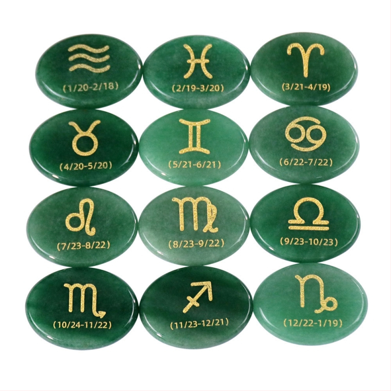 Set bijuterii DIY D158 – ametist natural gravat cu literele sculptate, 12 simboluri ale constelației, piatră semiprețioasă, formă ovală, seria D158, origine Guangzhou, personalizabil