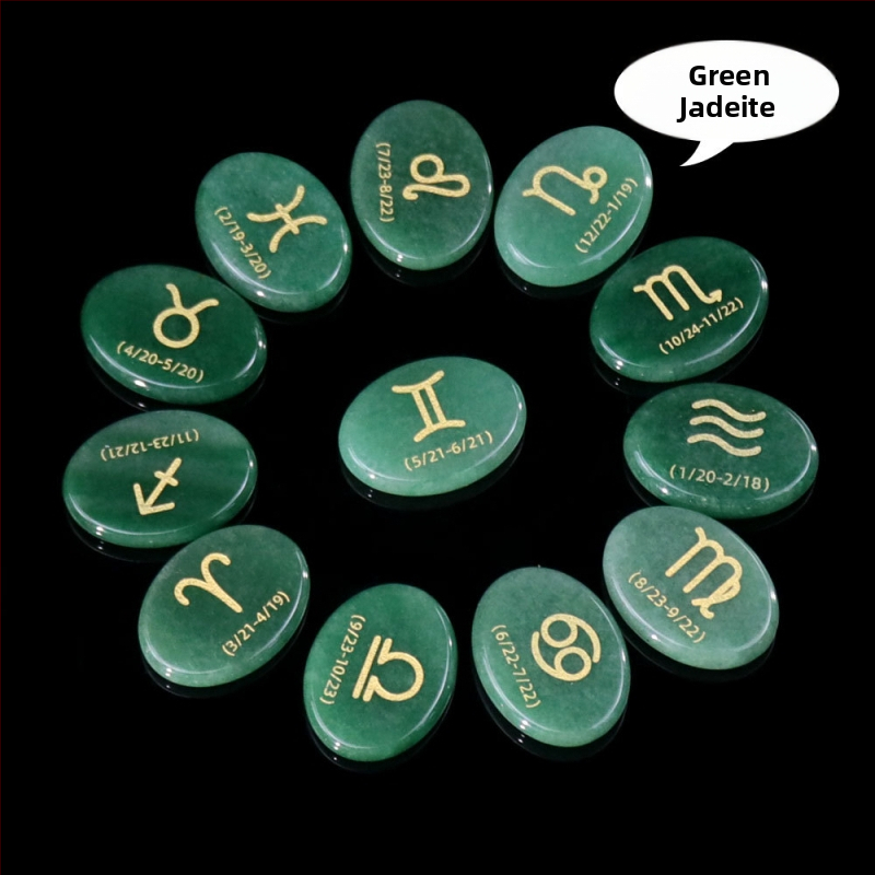 Set bijuterii DIY D158 – ametist natural gravat cu literele sculptate, 12 simboluri ale constelației, piatră semiprețioasă, formă ovală, seria D158, origine Guangzhou, personalizabil