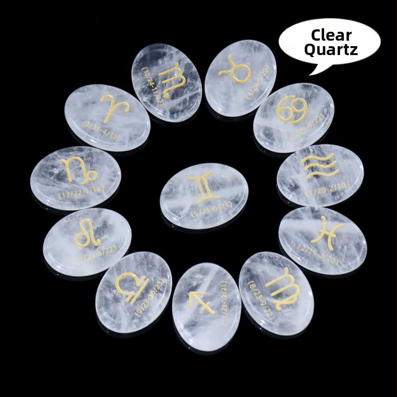 Set bijuterii DIY D158 – ametist natural gravat cu literele sculptate, 12 simboluri ale constelației, piatră semiprețioasă, formă ovală, seria D158, origine Guangzhou, personalizabil