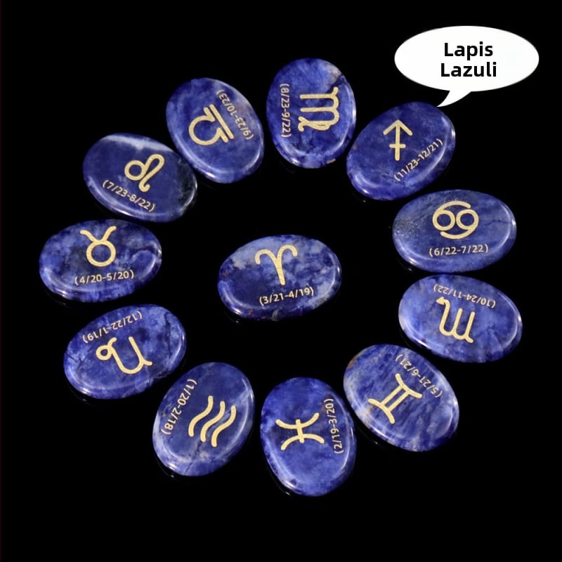 Set bijuterii DIY D158 – ametist natural gravat cu literele sculptate, 12 simboluri ale constelației, piatră semiprețioasă, formă ovală, seria D158, origine Guangzhou, personalizabil