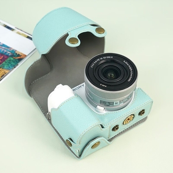 Geantă din piele pentru cameră Sony ZV-E10 II, cu acoperire totală, a doua generație, curea diagonală