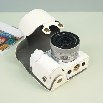 Geantă din piele pentru cameră Sony ZV-E10 II, cu acoperire totală, a doua generație, curea diagonală