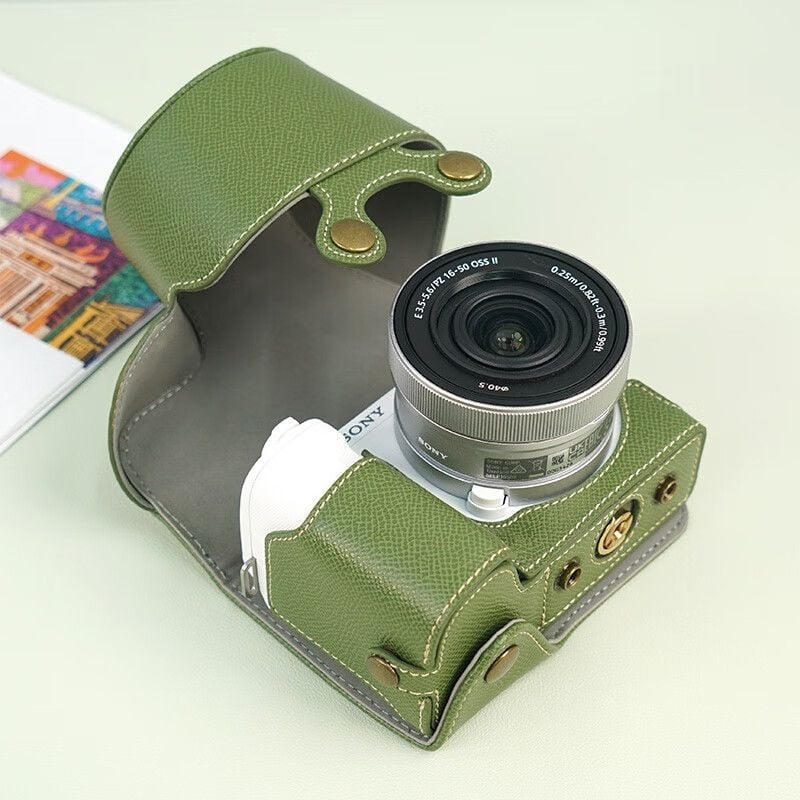 Geantă din piele pentru cameră Sony ZV-E10 II, cu acoperire totală, a doua generație, curea diagonală