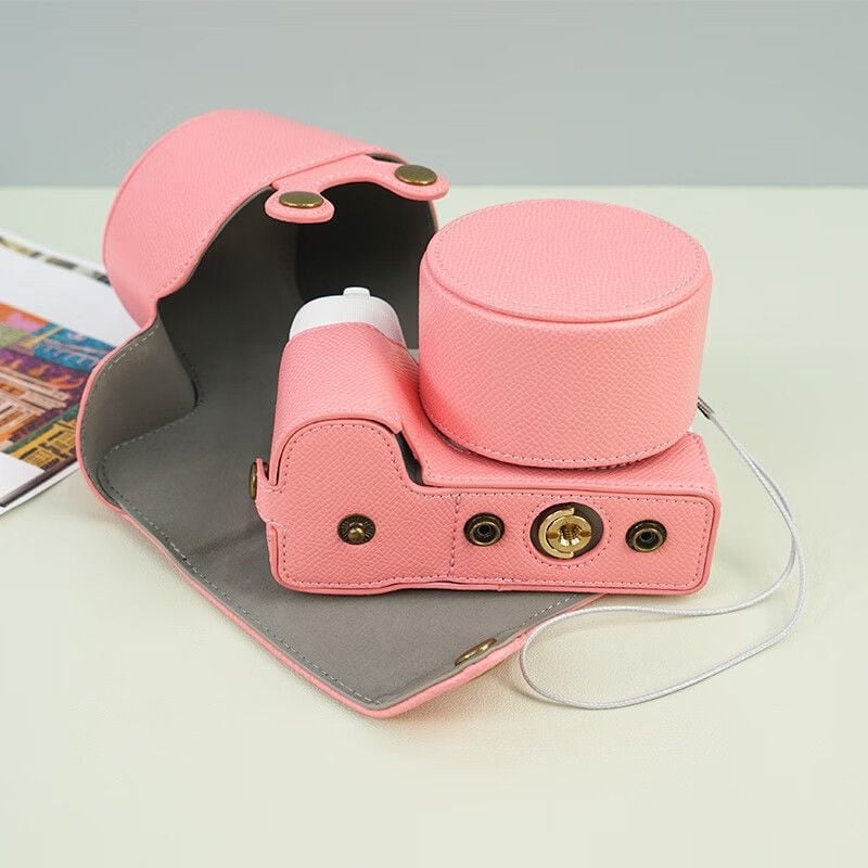 Geantă din piele pentru cameră Sony ZV-E10 II, cu acoperire totală, a doua generație, curea diagonală