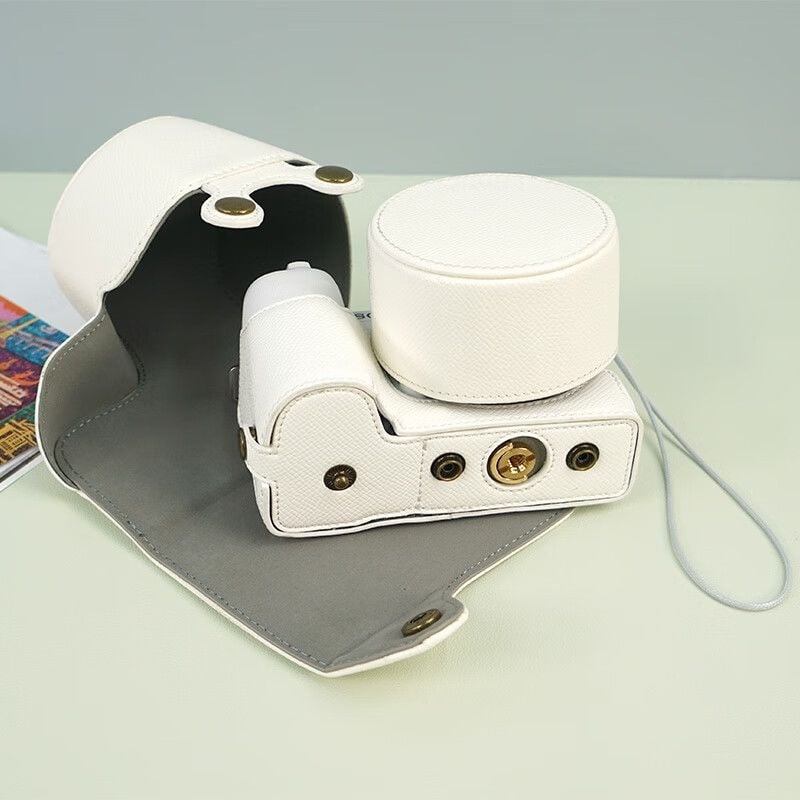 Geantă din piele pentru cameră Sony ZV-E10 II, cu acoperire totală, a doua generație, curea diagonală