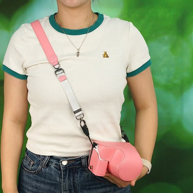 Geantă din piele pentru cameră Sony ZV-E10 II, cu acoperire totală, a doua generație, curea diagonală