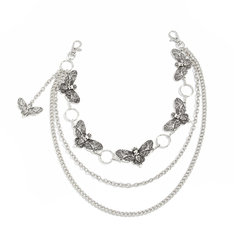 Lanac za bokove s privjeskom moljca, metal, duljina ispod 60 cm, jedna petlja, sladak i tamni stil