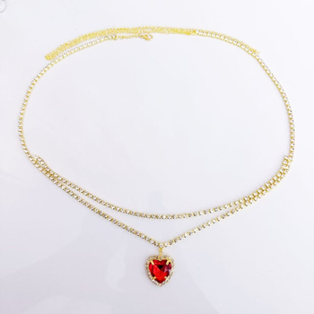 Ζώνη μέσης διπλού στρώματος με μενταγιόν σε σχήμα καρδιάς, διαμάντες νερού, ηλεκτροπλατίωση, ευρω-αμερικανικό στυλ