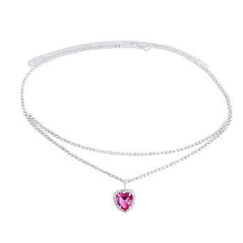 Ζώνη μέσης διπλού στρώματος με μενταγιόν σε σχήμα καρδιάς, διαμάντες νερού, ηλεκτροπλατίωση, ευρω-αμερικανικό στυλ