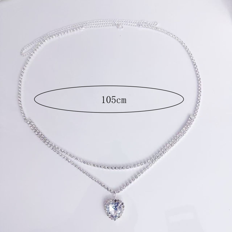 Ζώνη μέσης διπλού στρώματος με μενταγιόν σε σχήμα καρδιάς, διαμάντες νερού, ηλεκτροπλατίωση, ευρω-αμερικανικό στυλ