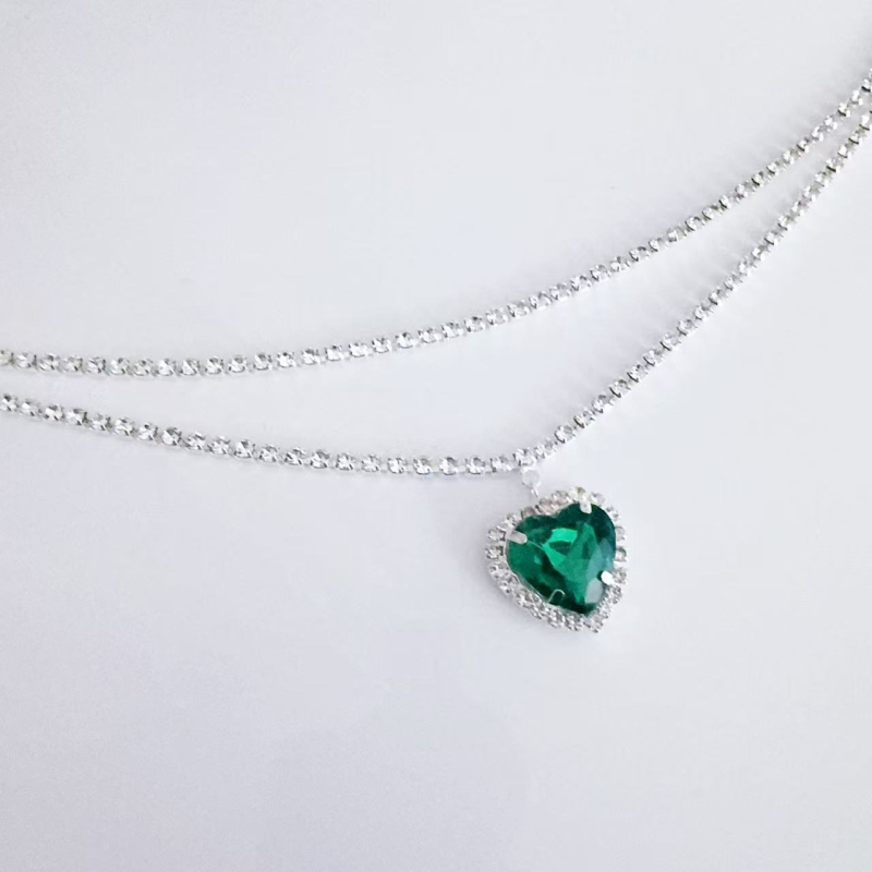 Ζώνη μέσης διπλού στρώματος με μενταγιόν σε σχήμα καρδιάς, διαμάντες νερού, ηλεκτροπλατίωση, ευρω-αμερικανικό στυλ