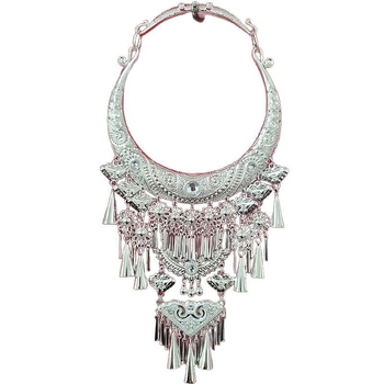 Etnička višeslojna ogrlica s resicama, od legure, običan lanac, privjesak s kristalima, težina 0,25 kg