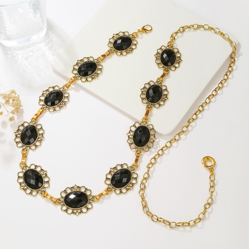 Αλυσίδα μέσης από κράμα με γεωμετρικό σχέδιο και επένδυση μαργαριριών, γυναικείο εθνοτικό στυλ