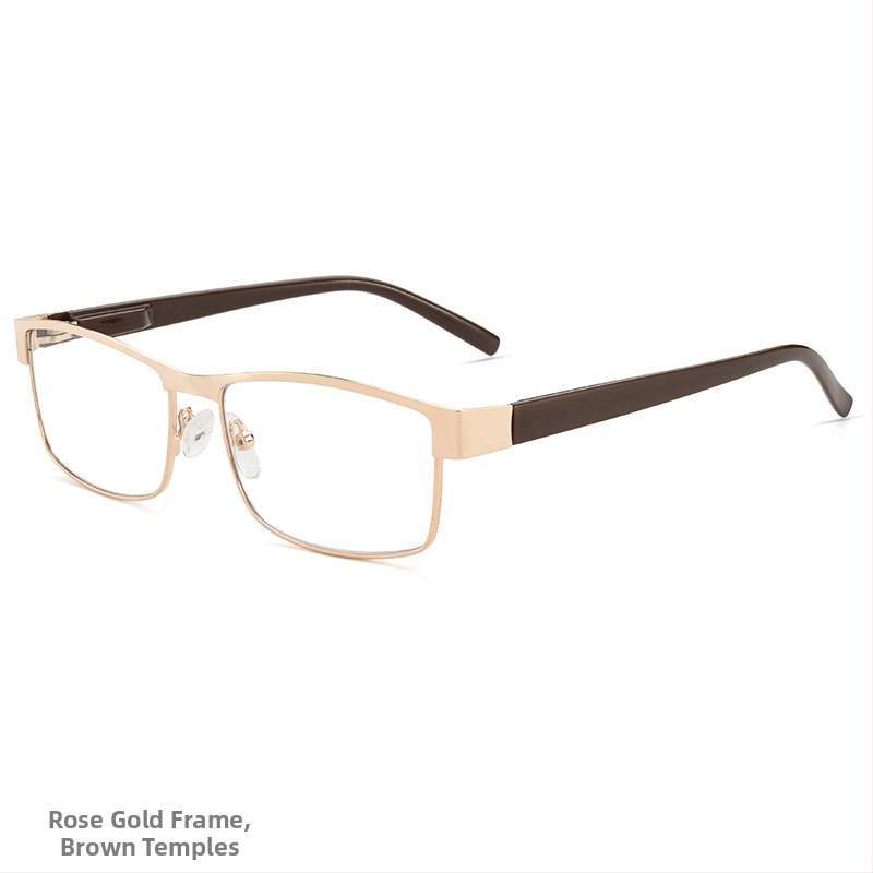 Γυαλιά ανάγνωσης με φακούς από ρητίνη και αντί-μπλε φως, πλήρες πλαίσιο από TR μέταλλο, σχεδιασμός με ελατηριωτά βραχίονες