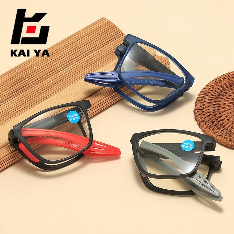 Γυαλιά πρεσβυοπίας με προστασία από το μπλε φως, φορητά αναδιπλούμενα, πλήρες πλαίσιο, τετράγωνος σκελετός, φακοί AC