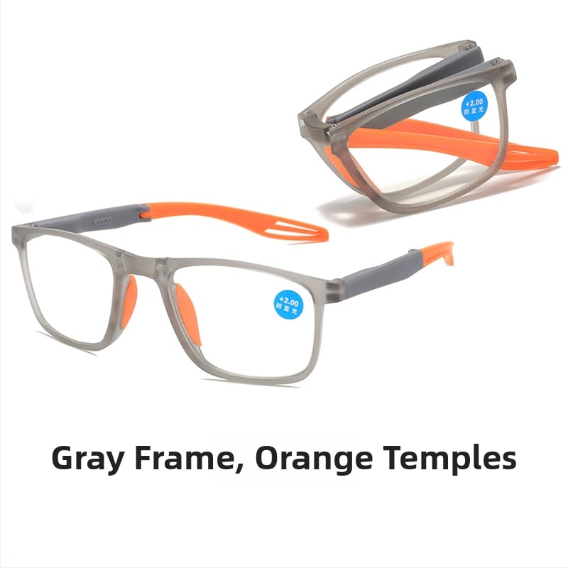 Γυαλιά πρεσβυοπίας με προστασία από το μπλε φως, φορητά αναδιπλούμενα, πλήρες πλαίσιο, τετράγωνος σκελετός, φακοί AC