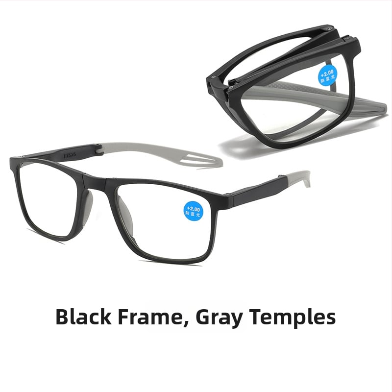 Γυαλιά πρεσβυοπίας με προστασία από το μπλε φως, φορητά αναδιπλούμενα, πλήρες πλαίσιο, τετράγωνος σκελετός, φακοί AC