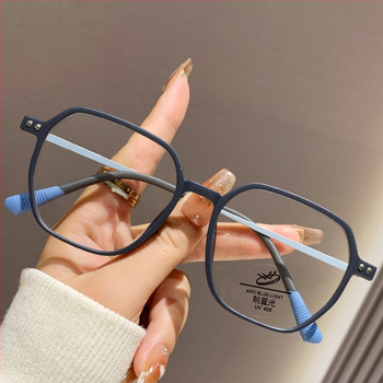 Γυαλιά ανάγνωσης με προστασία κατά της μπλε φωτεινότητας και UV, πλήρης σκελετός από PC, τετράγωνο στυλ, για ενήλικες με μεγάλο πρόσωπο