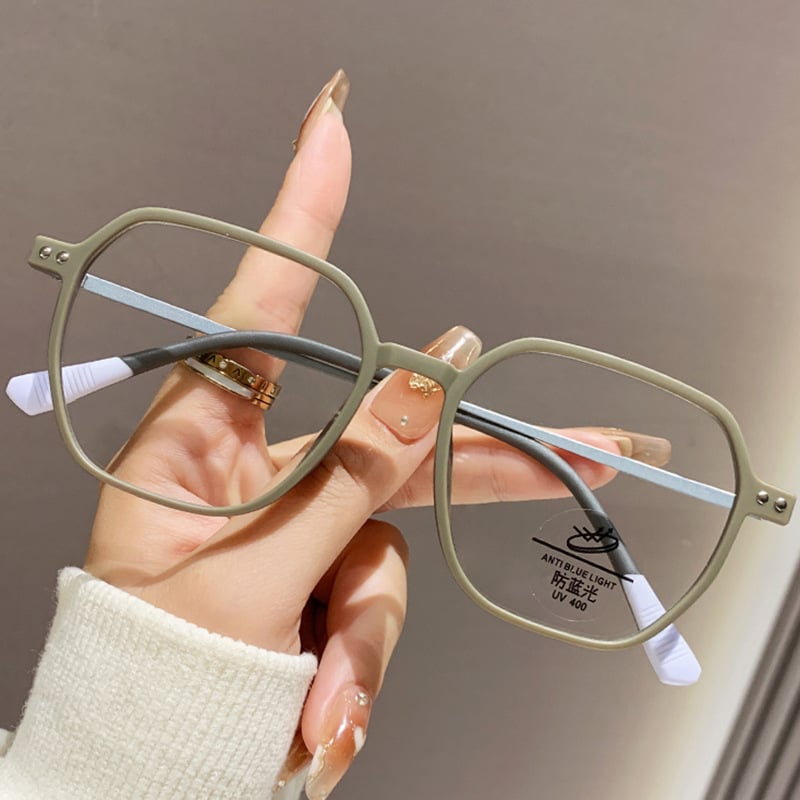 Γυαλιά ανάγνωσης με προστασία κατά της μπλε φωτεινότητας και UV, πλήρης σκελετός από PC, τετράγωνο στυλ, για ενήλικες με μεγάλο πρόσωπο